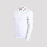 Polo blanc mercerisé pour Homme BACK TO LEGEND (vue de 3/4 face)