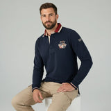Polo bleu marine à manches longues Barbarians multi-badge