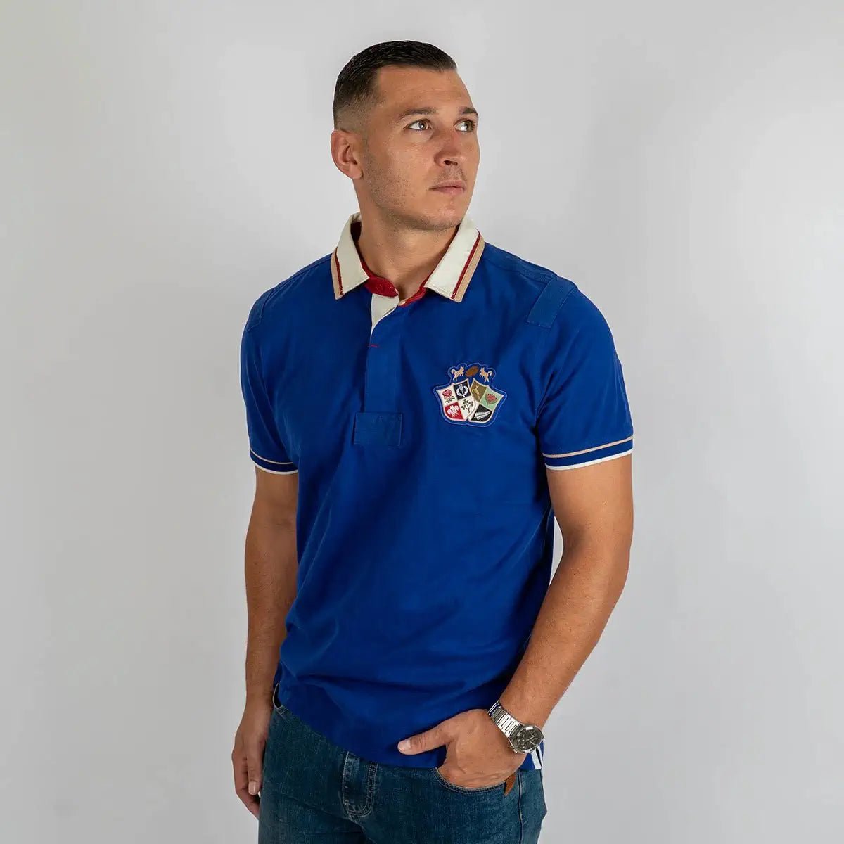 Polo bleu marine Barbarians multi-badge