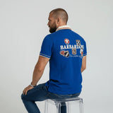 Polo manches courtes bleu marine Barbarians multi-badge pour homme BACK TO LEGEND (vue de dos)