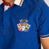 Polo bleu marine Barbarians multi-badge (zoom poitrine)