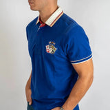 Polo bleu marine Barbarians multi-badge (vue de profil)