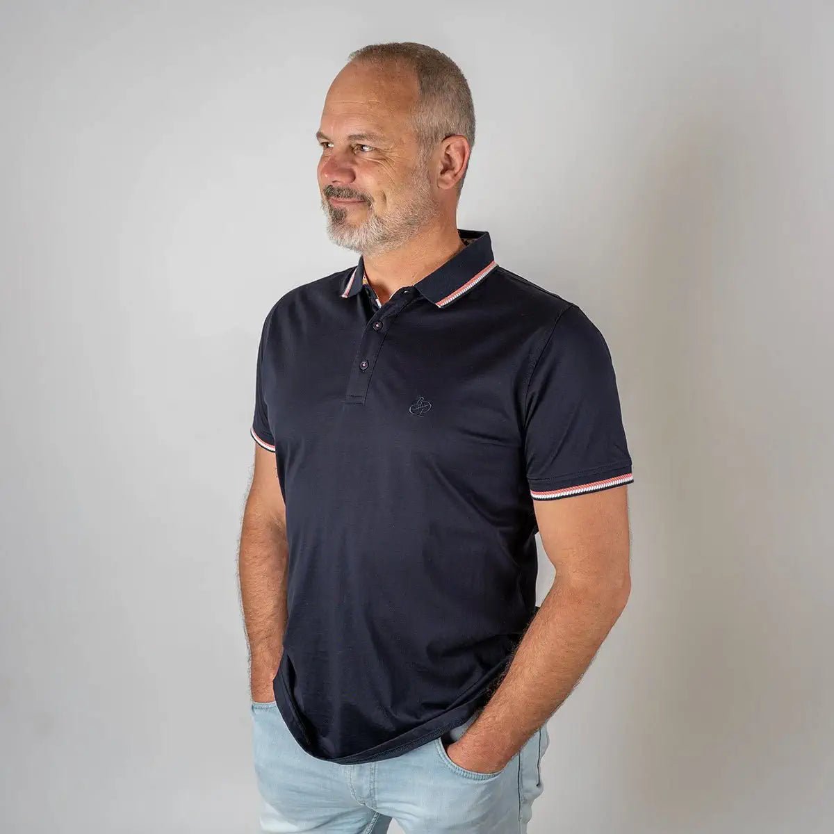 Polo Homme bleu marine mercerisé BACK to LEGEND