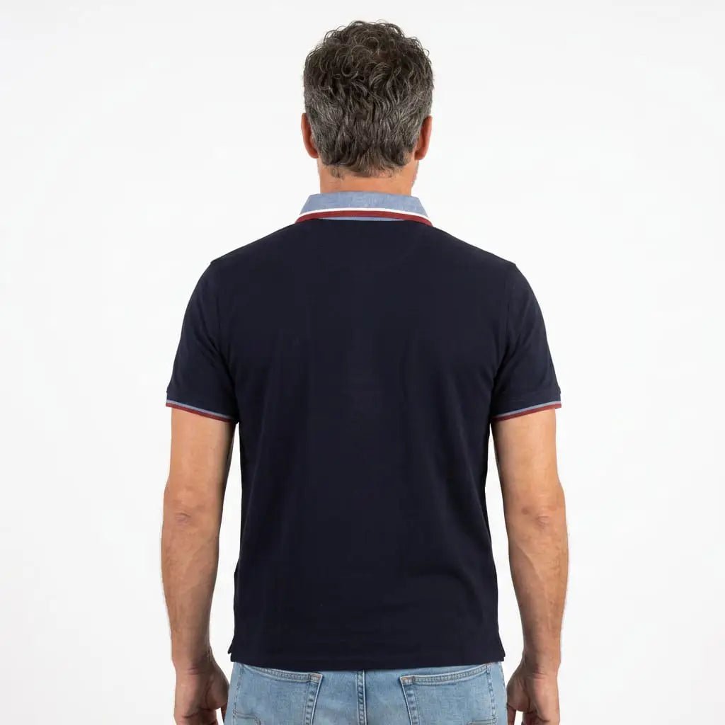 Polo homme BACK TO LEGEND bleu marine toucher peau de pêche