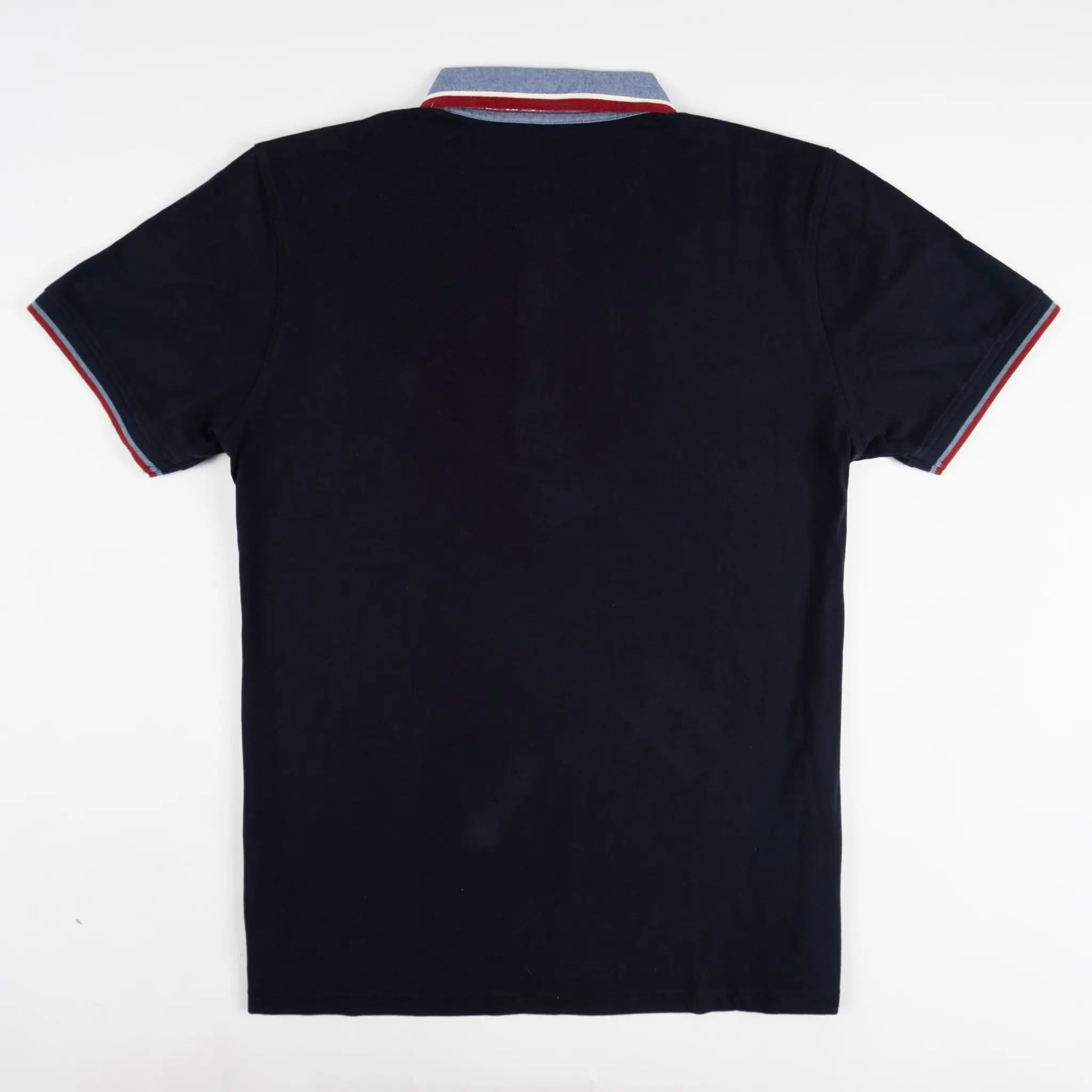 Polo homme BACK TO LEGEND bleu marine toucher peau de pêche (polo manches courtes à plat de dos)