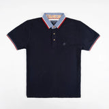 Polo homme BACK TO LEGEND bleu marine toucher peau de pêche (polo manches courtes à plat de face)