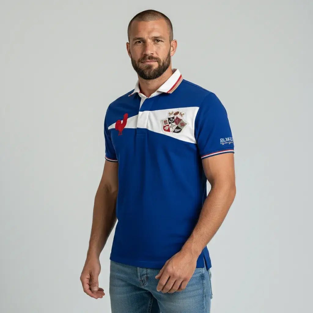 Polo bleu roi Barbarians BACK to LEGEND