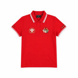 Polo rouge à manches courtes Barbarians pour femme (vue de face)