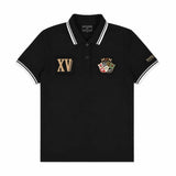 Polo noir à manches courtes XV Barbarians pour femme (vue de face)