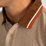 Polo Clubhouse beige chiné à manches longues BACK to LEGEND (zoom sur le col)