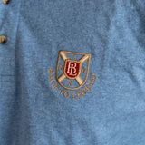 Polo homme Clubhouse bleu chiné à manches longues BACK to LEGEND (zoom broderie)