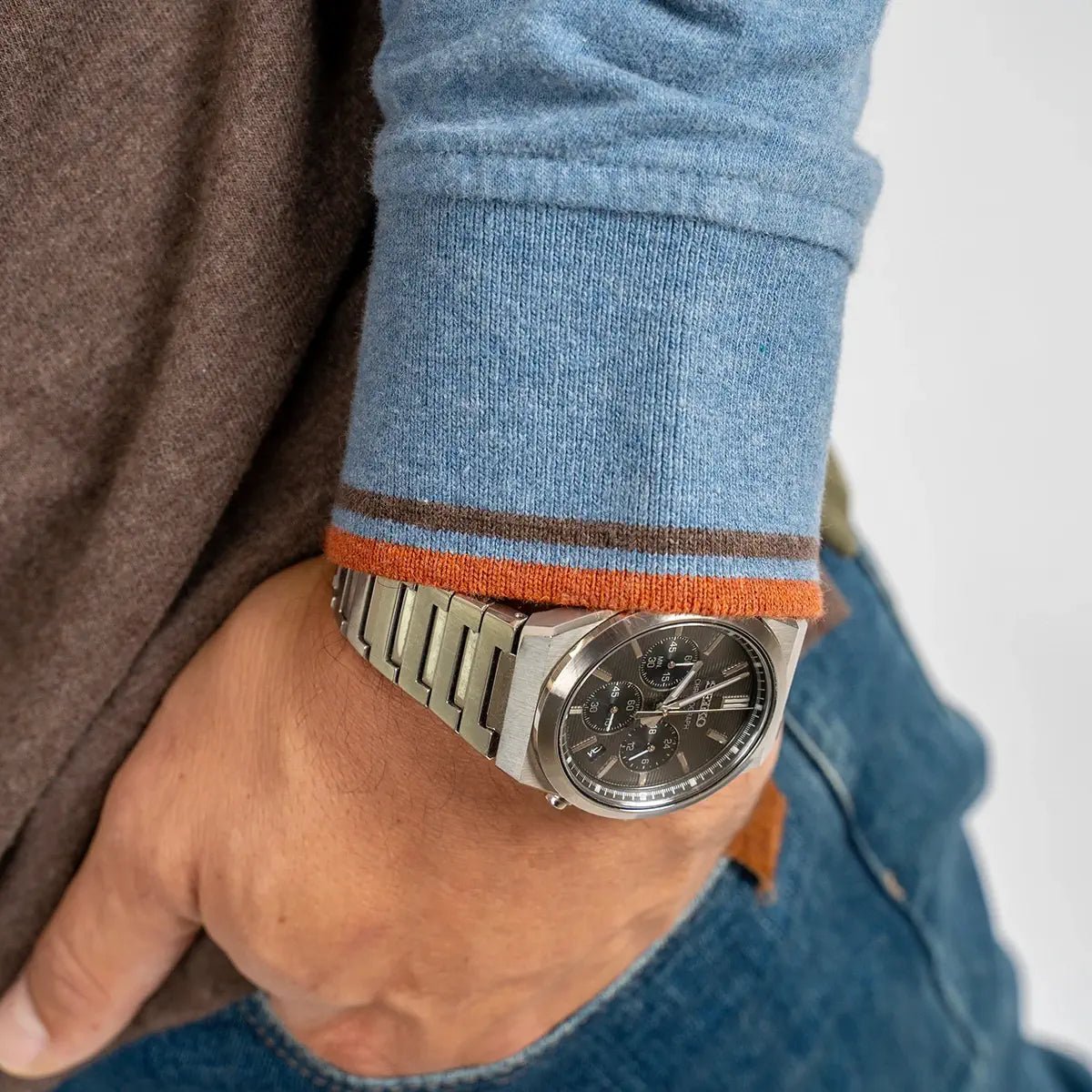 Polo manches longues Clubhouse multicolore BACK to LEGEND (zoom manche et poignet)