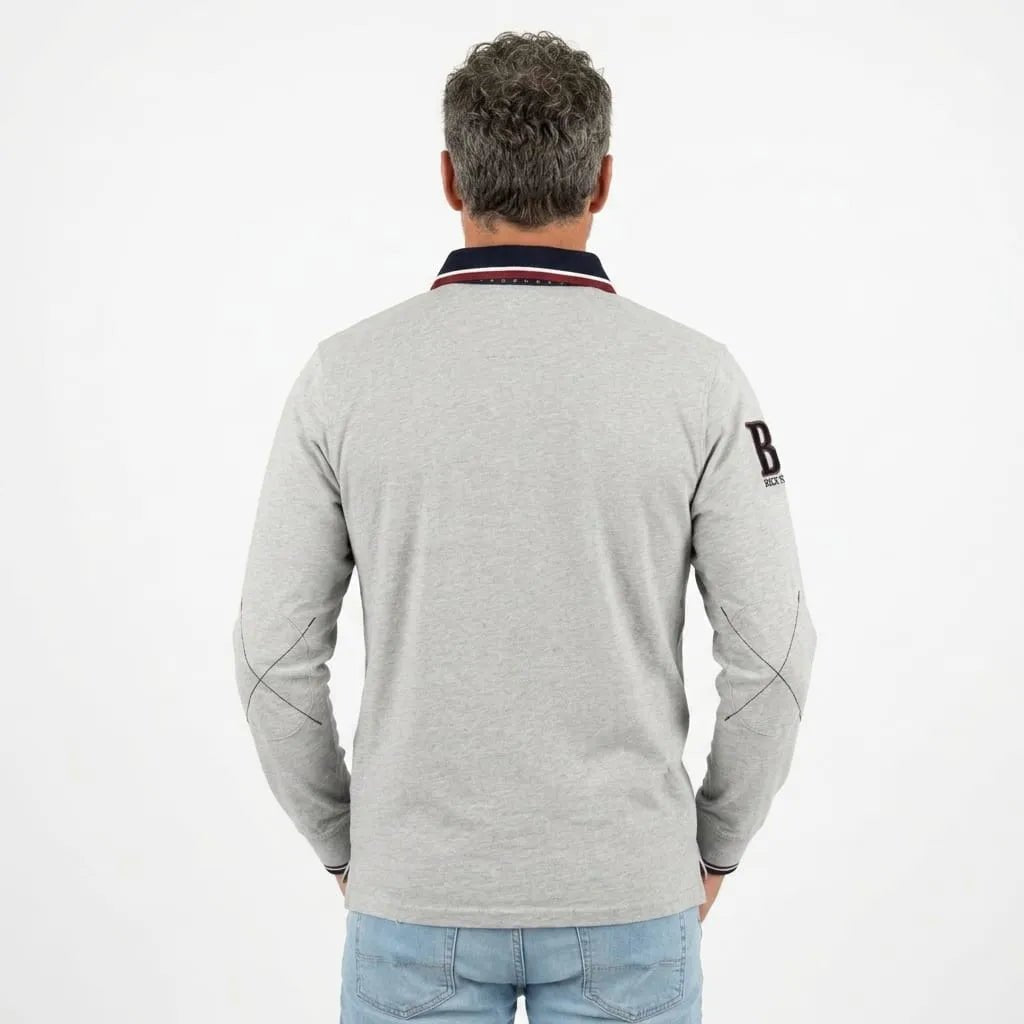 Polo gris chiné toucher peau de pêche pour homme - BACK TO LEGEND