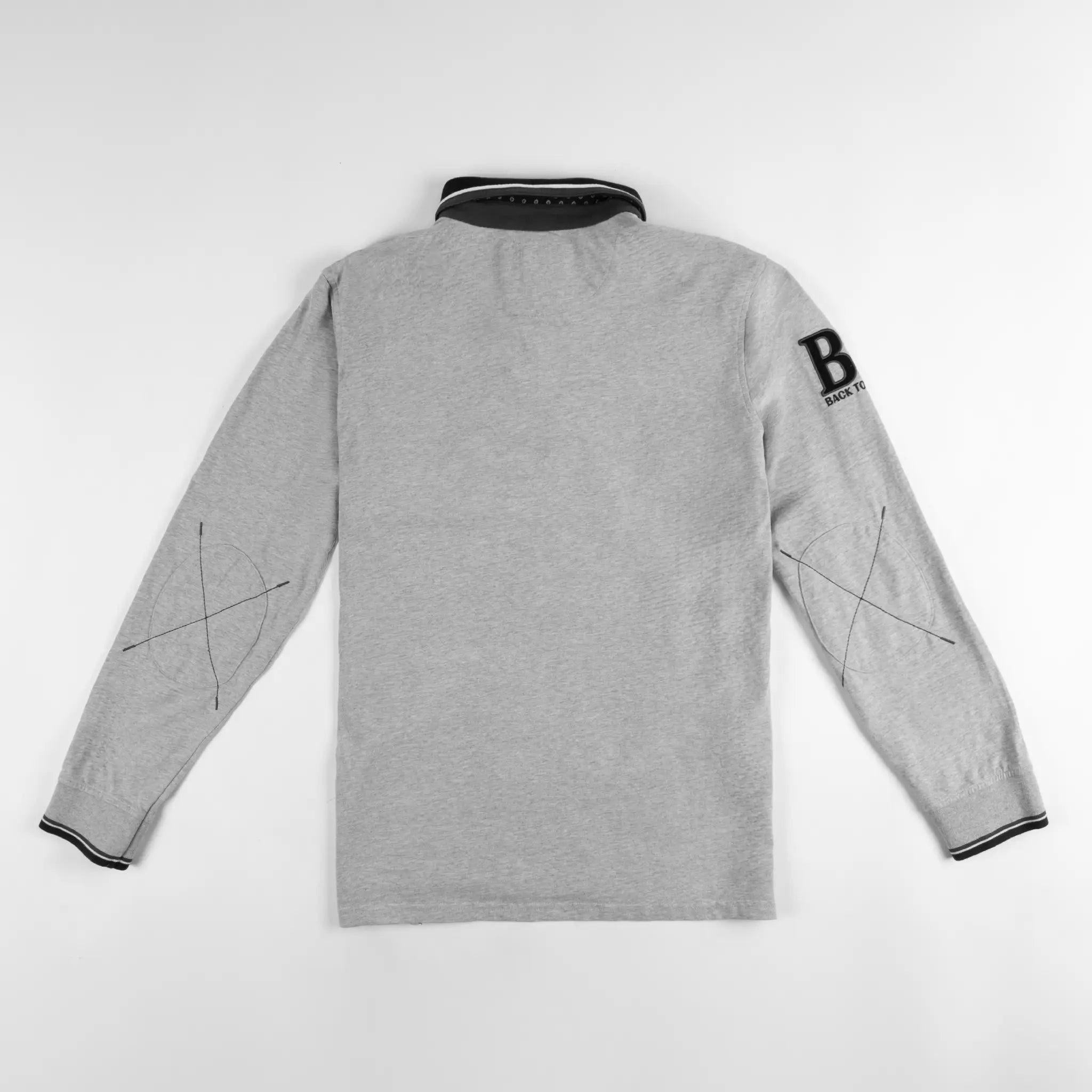 Polo gris chiné toucher peau de pêche pour homme BACK TO LEGEND (vêtement de dos)
