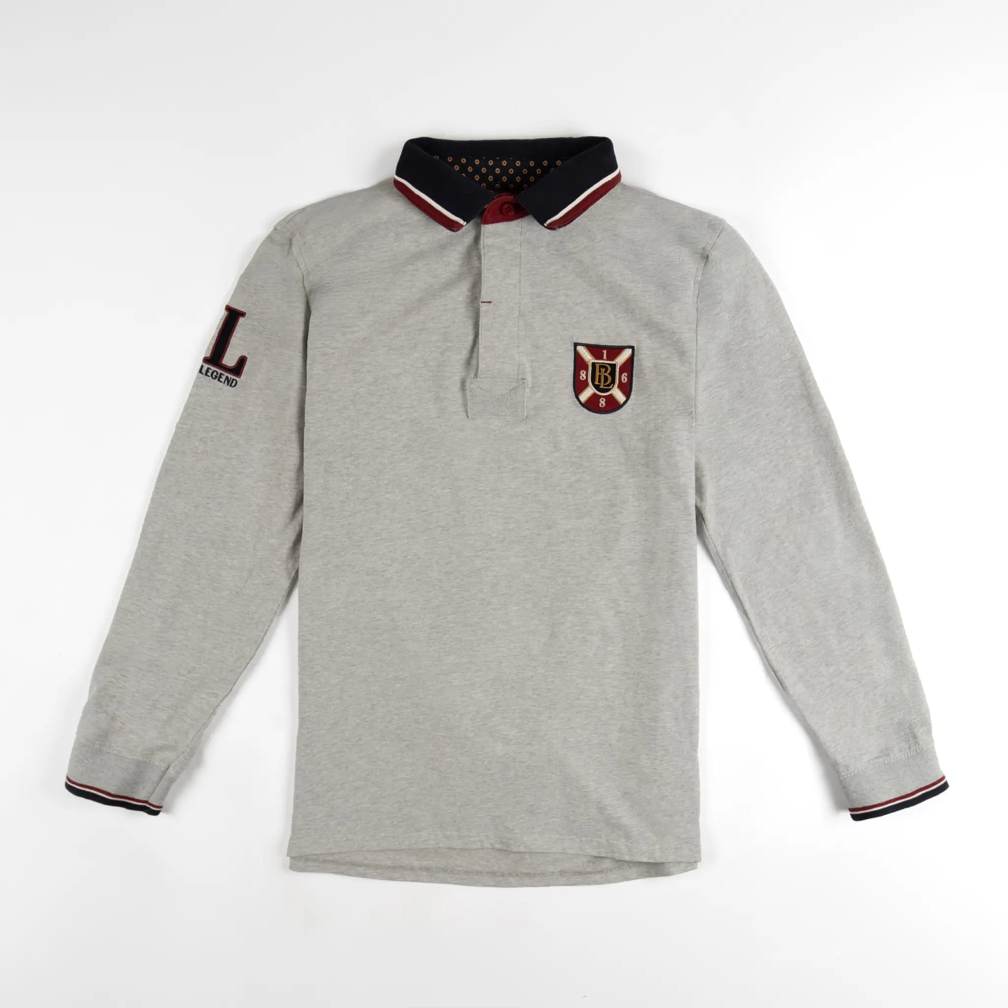 Polo gris chiné toucher peau de pêche pour homme BACK TO LEGEND (vêtement de face)