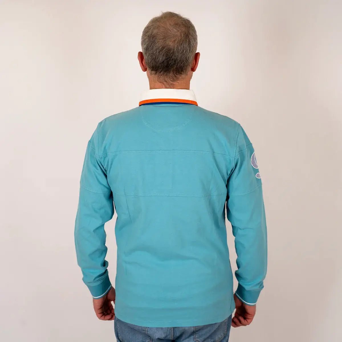 Polo ml jersey peau de pêche bleu turquoise n°9 BACK to LEGEND (vue de dos)