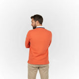 Polo orange à manches longues effet peau de pêche BACK to LEGEND (vue de dos)
