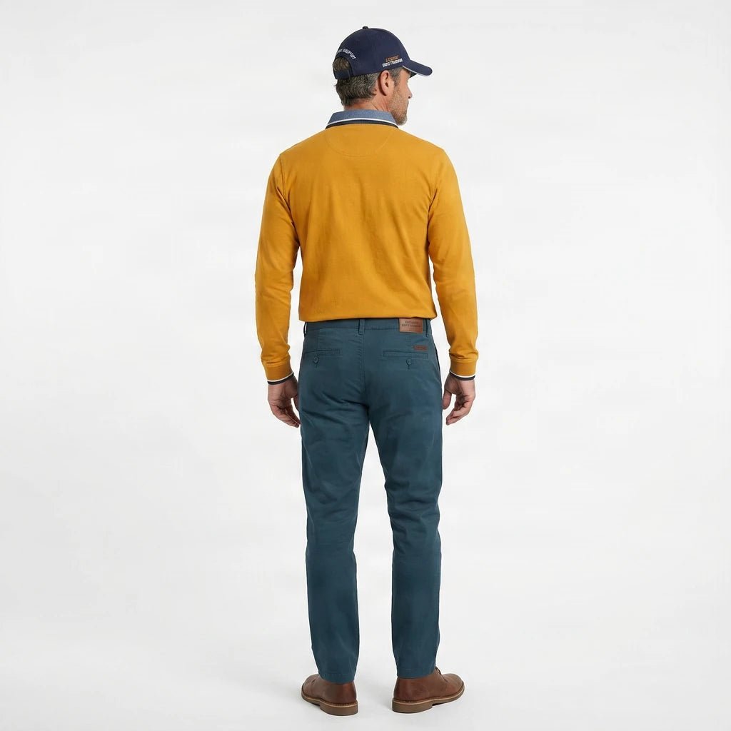 Polo jaune toucher peau de pêche pour hommes BACK TO LEGEND