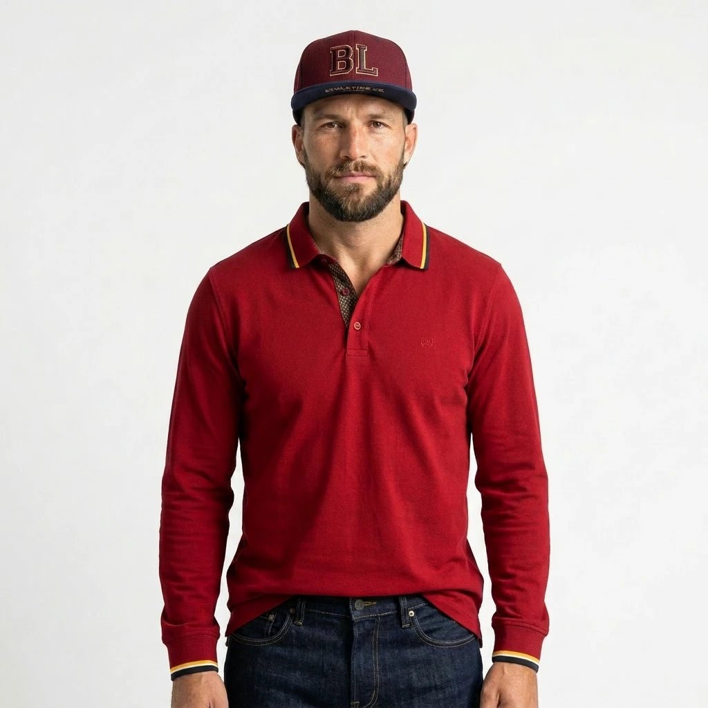 Polo BACK TO LEGEND rouge effet toucher peau de pêche pour hommes