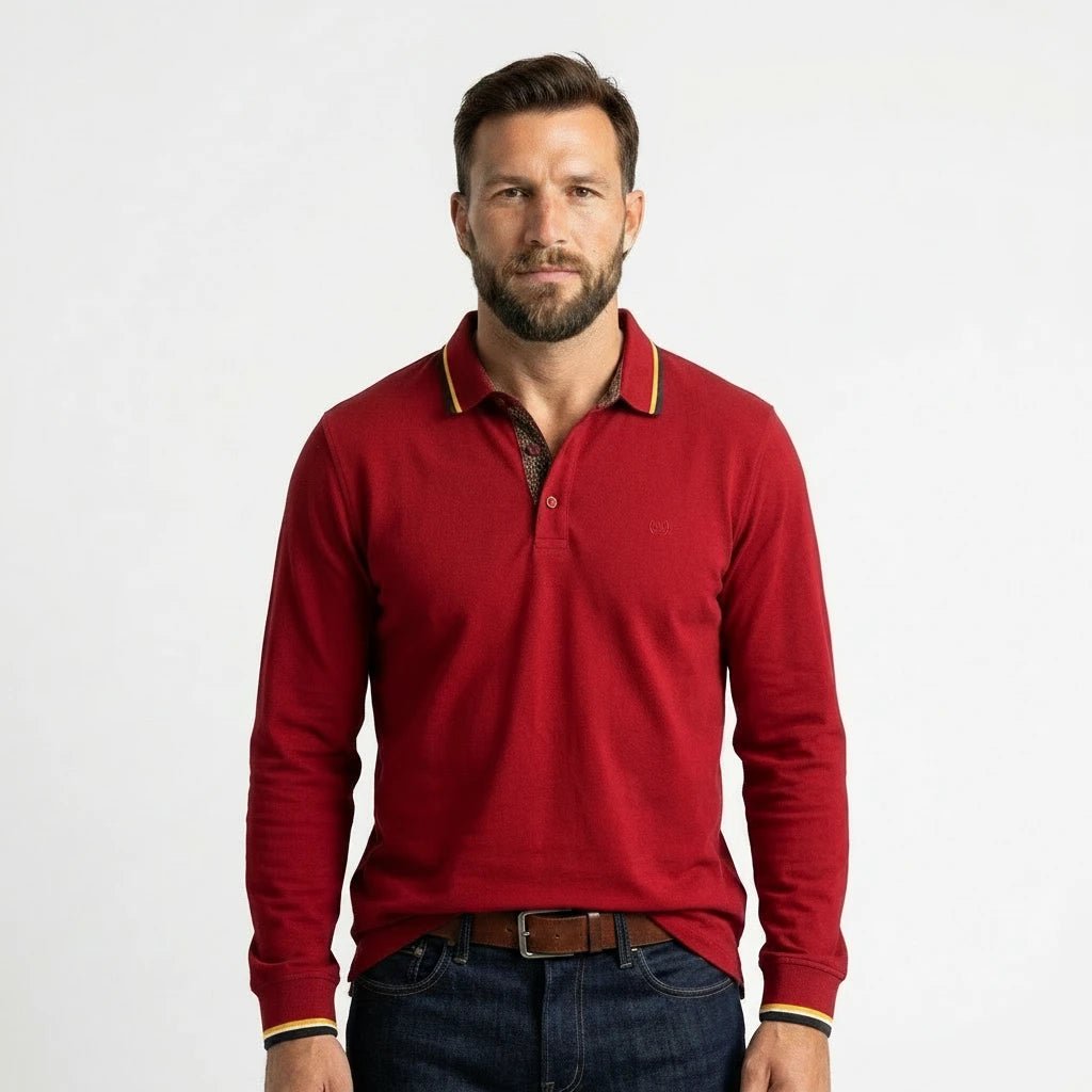 Polo BACK TO LEGEND rouge effet toucher peau de pêche pour hommes