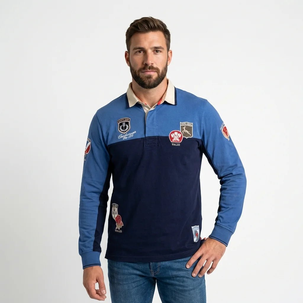 Polo à manches longues tricolore multi-pays Barbarians BACK to LEGEND