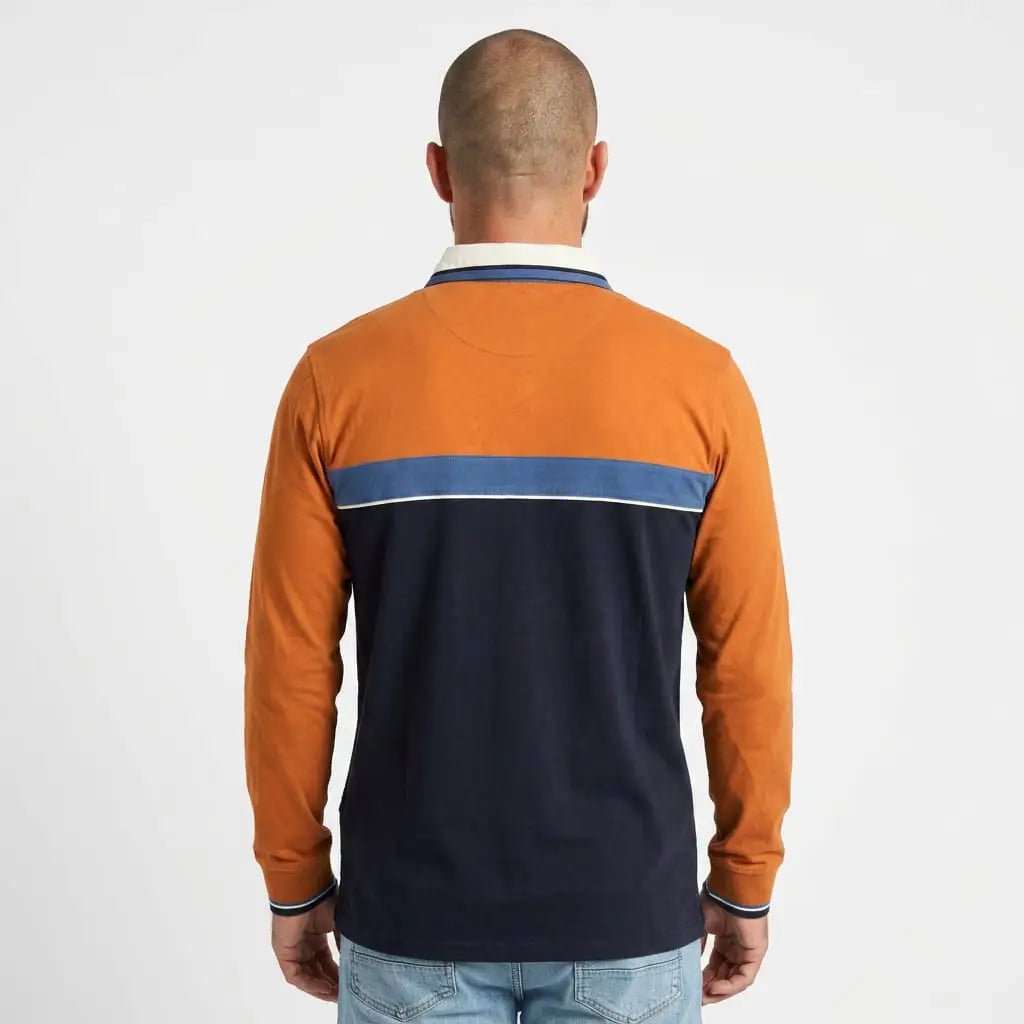 Polo à manches longues homme tricolore toucher peau de pêche BACK TO LEGEND