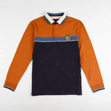 Polo à manches longues homme tricolore toucher peau de pêche BACK TO LEGEND (vêtement à plat de face)