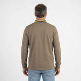 Polo homme BACK TO LEGEND à manches longues vert amande toucher peau de pêche 