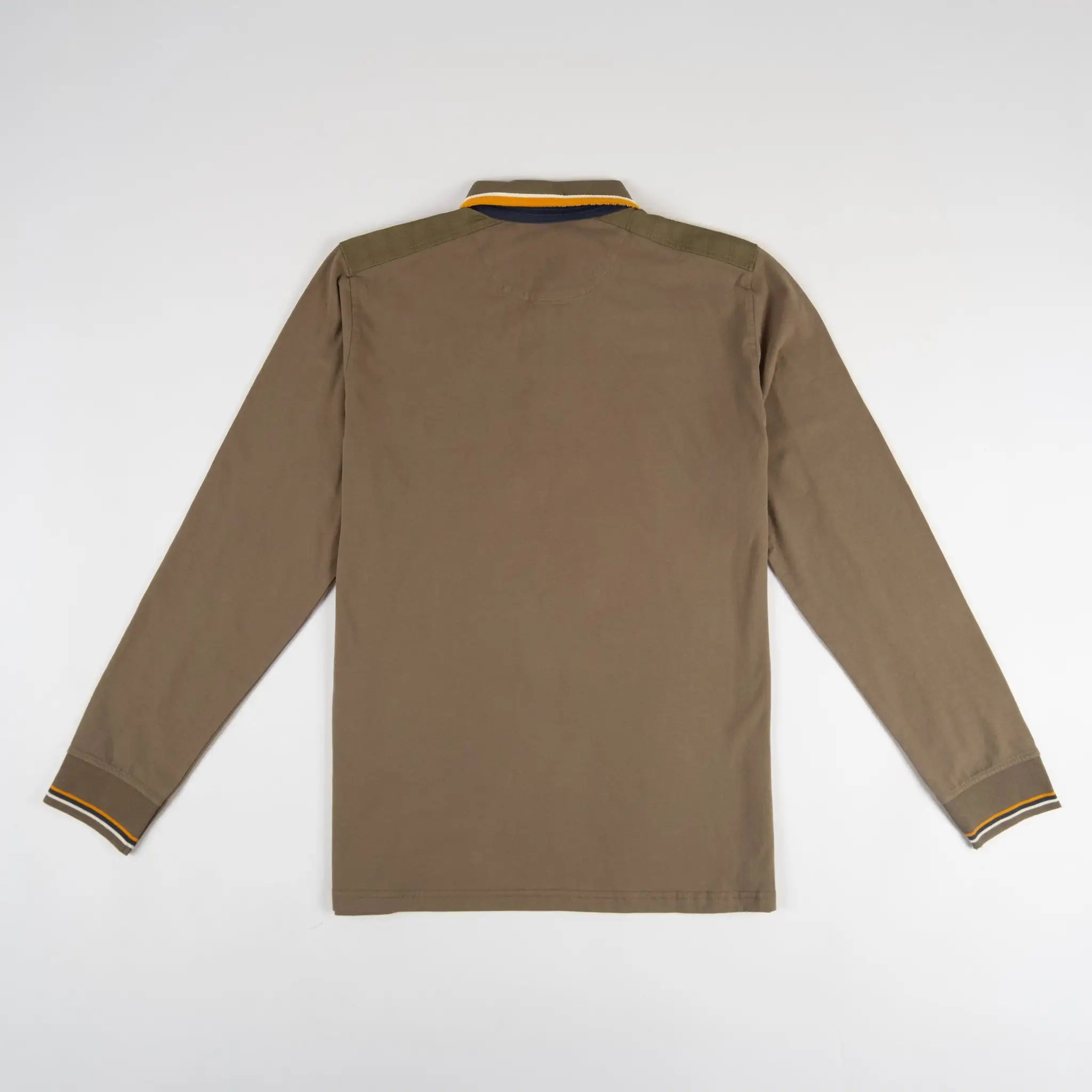 Polo homme BACK TO LEGEND à manches longues vert amande toucher peau de pêche (polo à plat de dos)