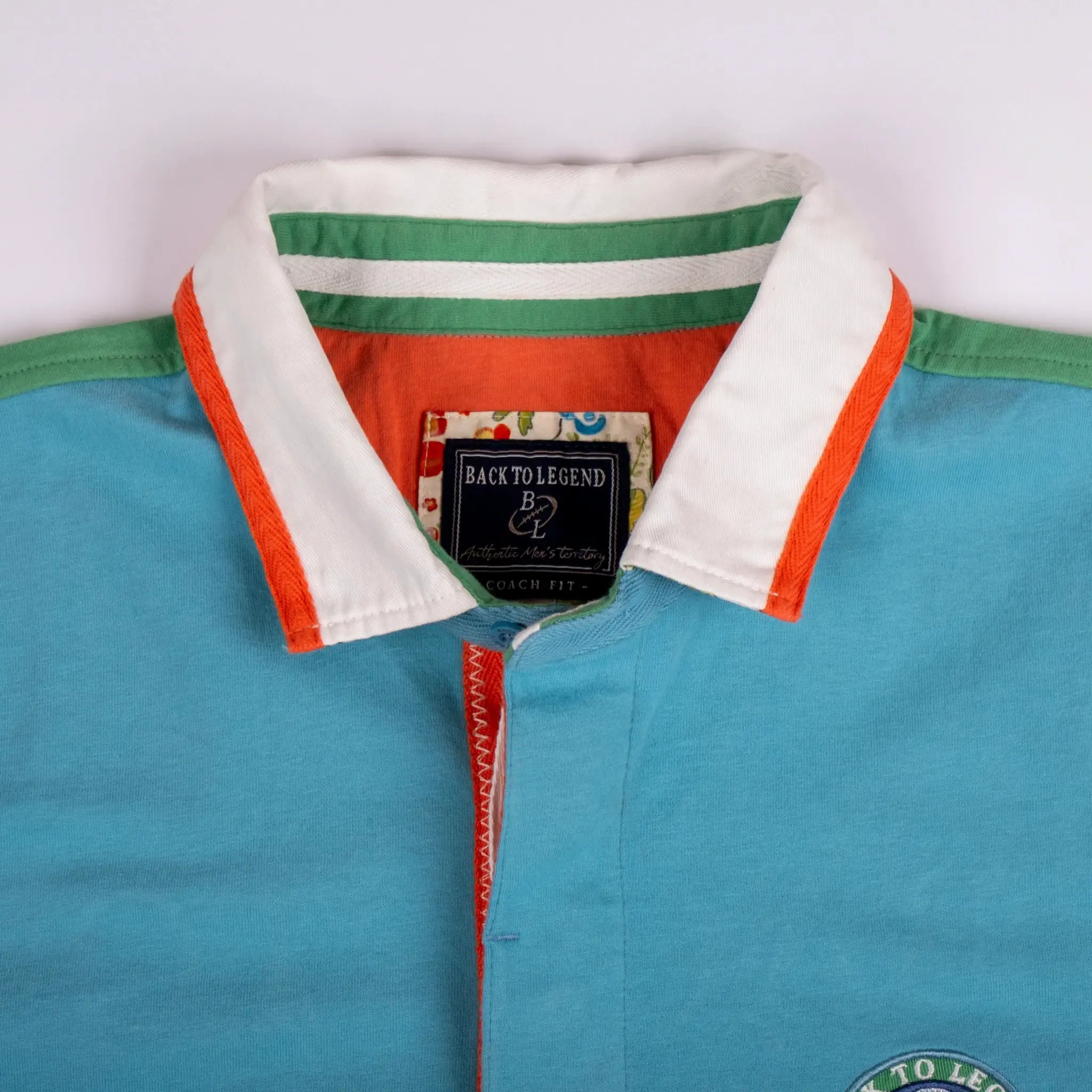 Polo multicolore n°9 toucher peau de pêche BACK TO LEGEND (zoom col contrasté)