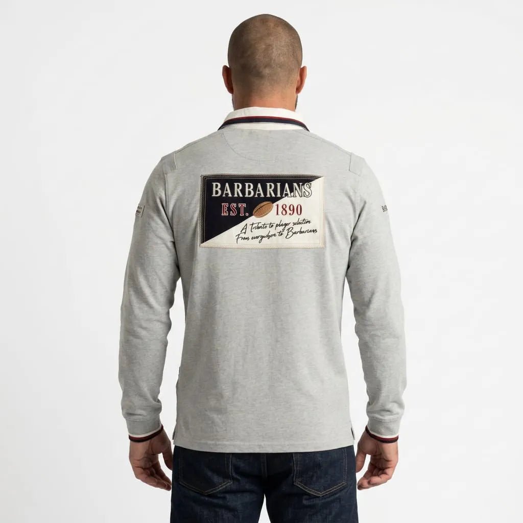 Polo Barbarians n°10 gris finition toucher peau de pêche - BACK TO LEGEND