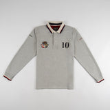 Polo Barbarians n°10 gris finition toucher peau de pêche BACK TO LEGEND (vêtement de face)