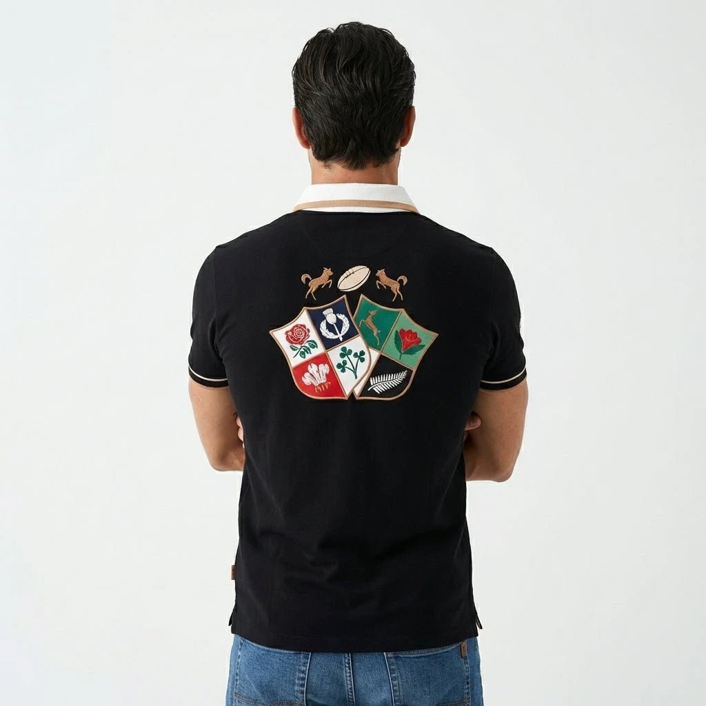 Polo noir brodé Barbarians Blacks Legend