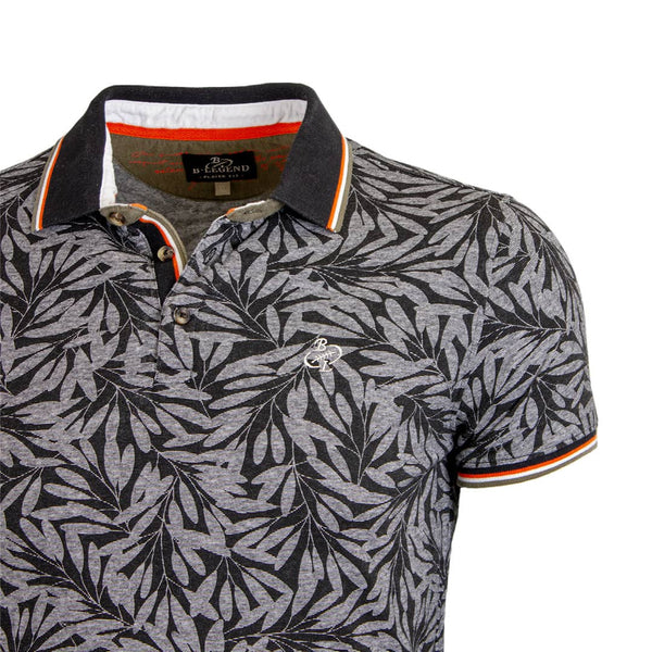 Polo homme noir imprimé feuilles tropicales - Blacks Legend