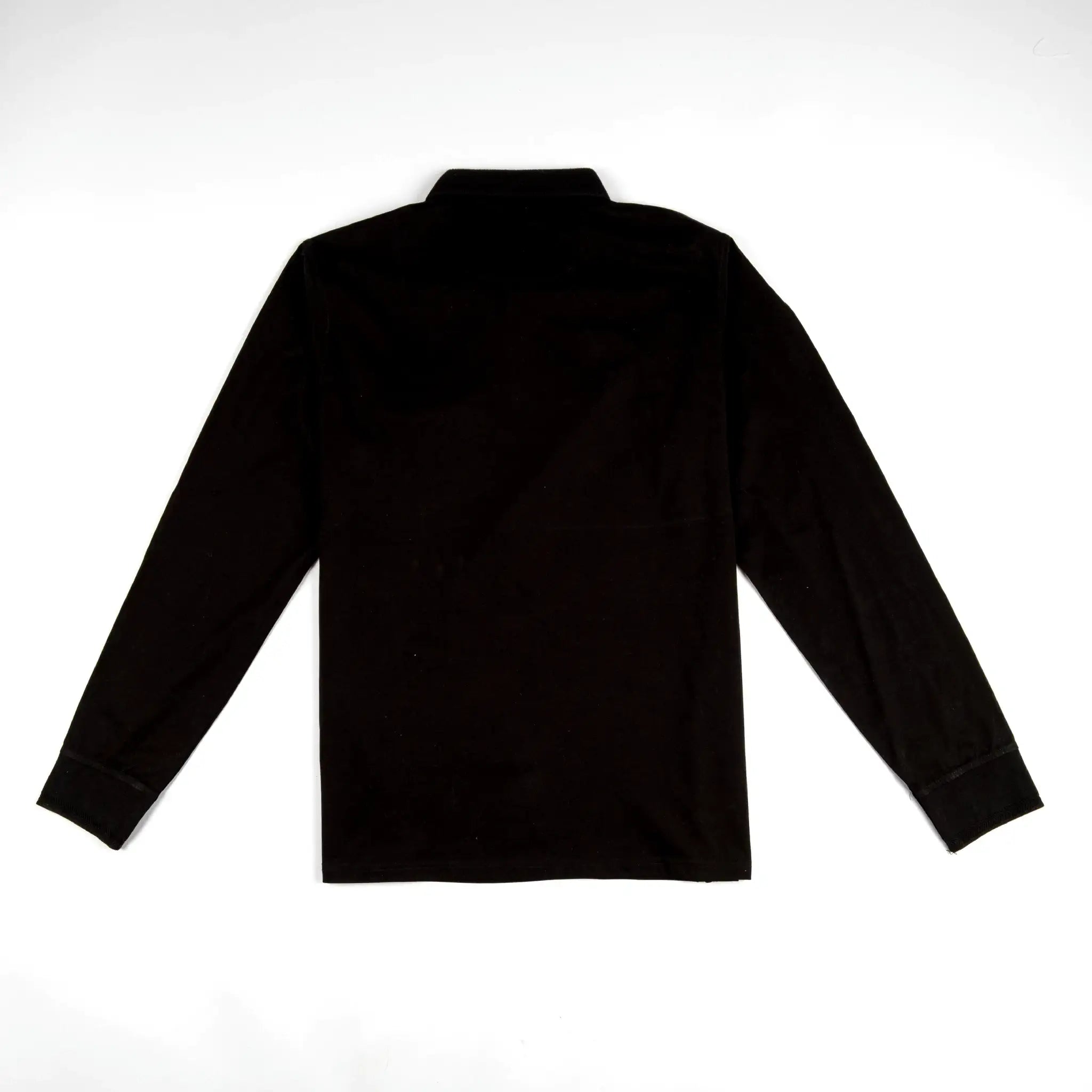 Polo noir à manches longues en coton mercerisé BACK TO LEGEND (vêtement à plat de dos)