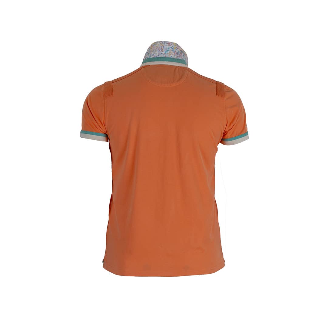 Polo homme orange pâle contrasté BACK to LEGEND (vue de dos)