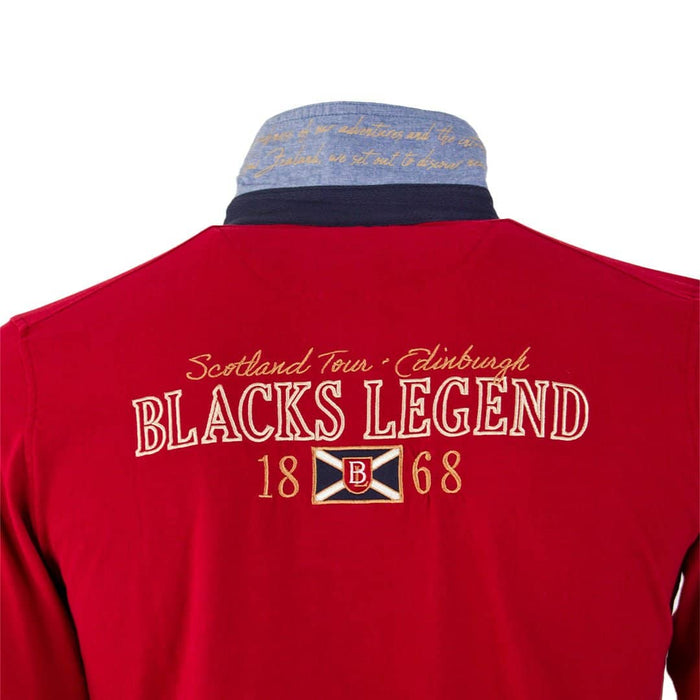 Polo rouge à manches longues Blacks Legend (Zoom broderie dorsale)