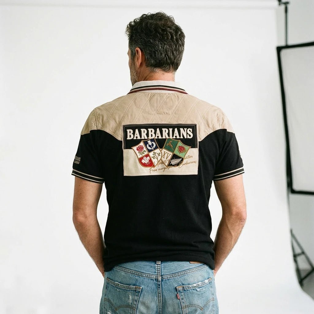 Polo scapulaire noir et beige du XV Barbarians
