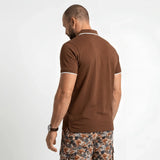 Polo slub marron col contrasté BACK to LEGEND (vue de dos)