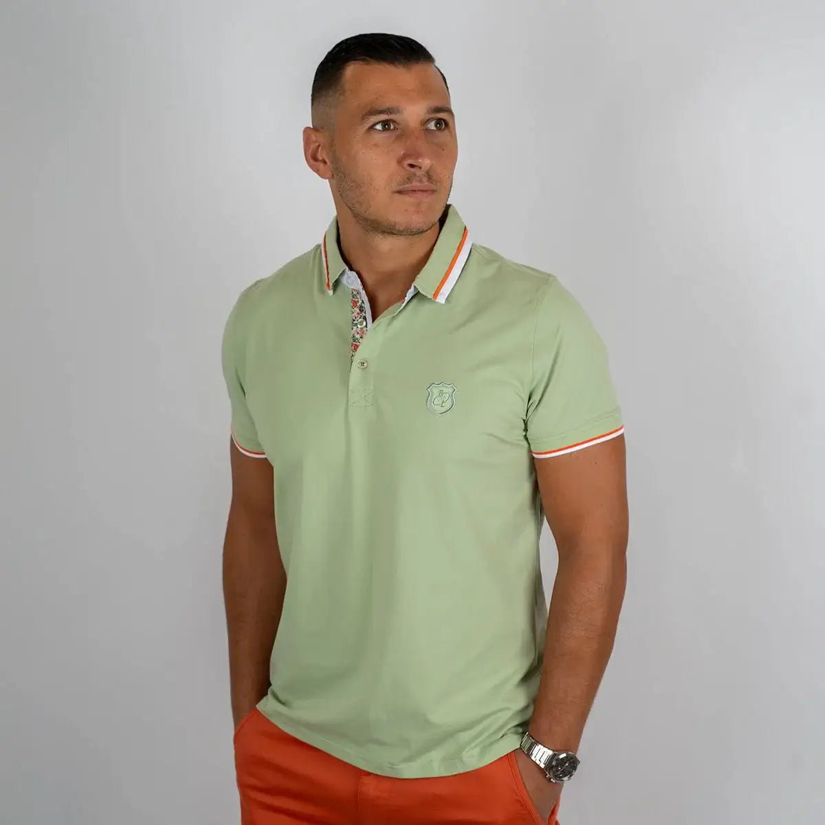 Polo homme vert amande en jersey élasthanne Blacks Legend
