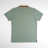 Polo homme BACK TO LEGEND vert écume toucher peau de pêche (polo manches courtes à plat de dos)