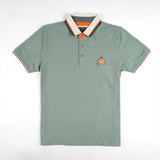 Polo homme BACK TO LEGEND vert écume toucher peau de pêche (polo manches courtes à plat de face)