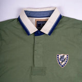 Polo vert en coton jersey effet peau de pêche BACK to LEGEND (zoom col)