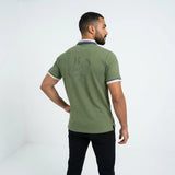 Polo vert en coton jersey effet peau de pêche BACK to LEGEND (vue de dos)