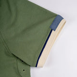 Polo vert en coton jersey effet peau de pêche BACK to LEGEND (zoom manche)