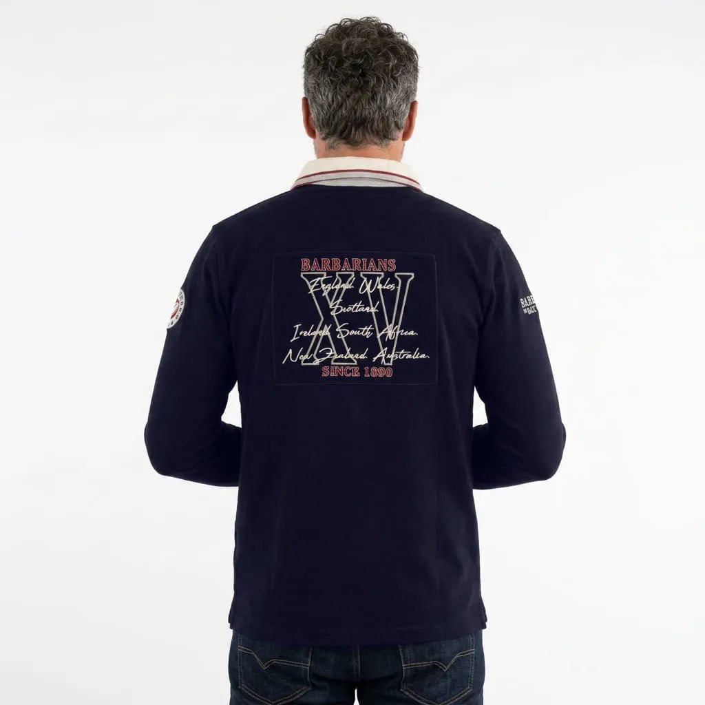 Polo XV Barbarians bleu marine toucher peau de pêche - BACK TO LEGEND