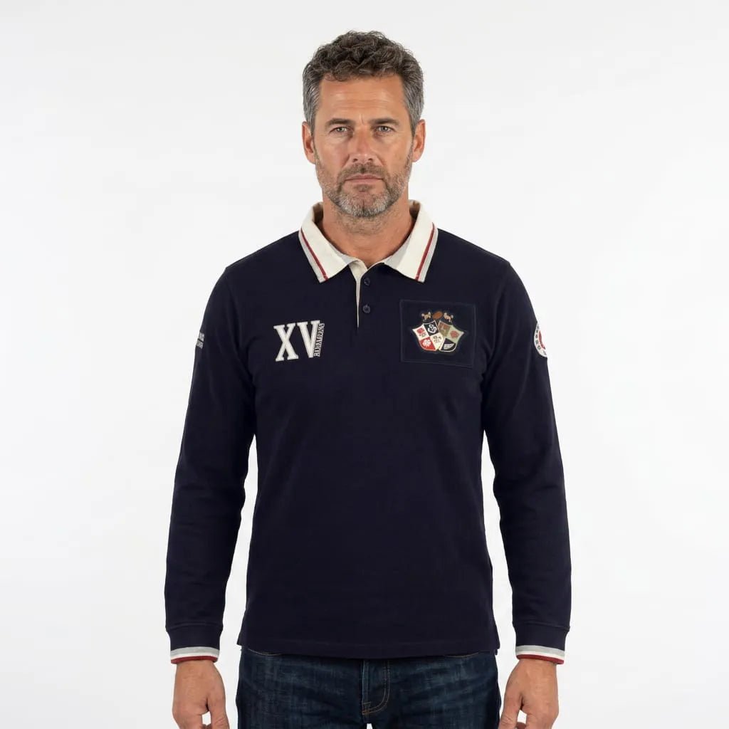 Polo XV Barbarians bleu marine toucher peau de pêche - BACK TO LEGEND