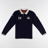 Polo XV Barbarians bleu marine toucher peau de pêche BACK TO LEGEND (vêtement de face)