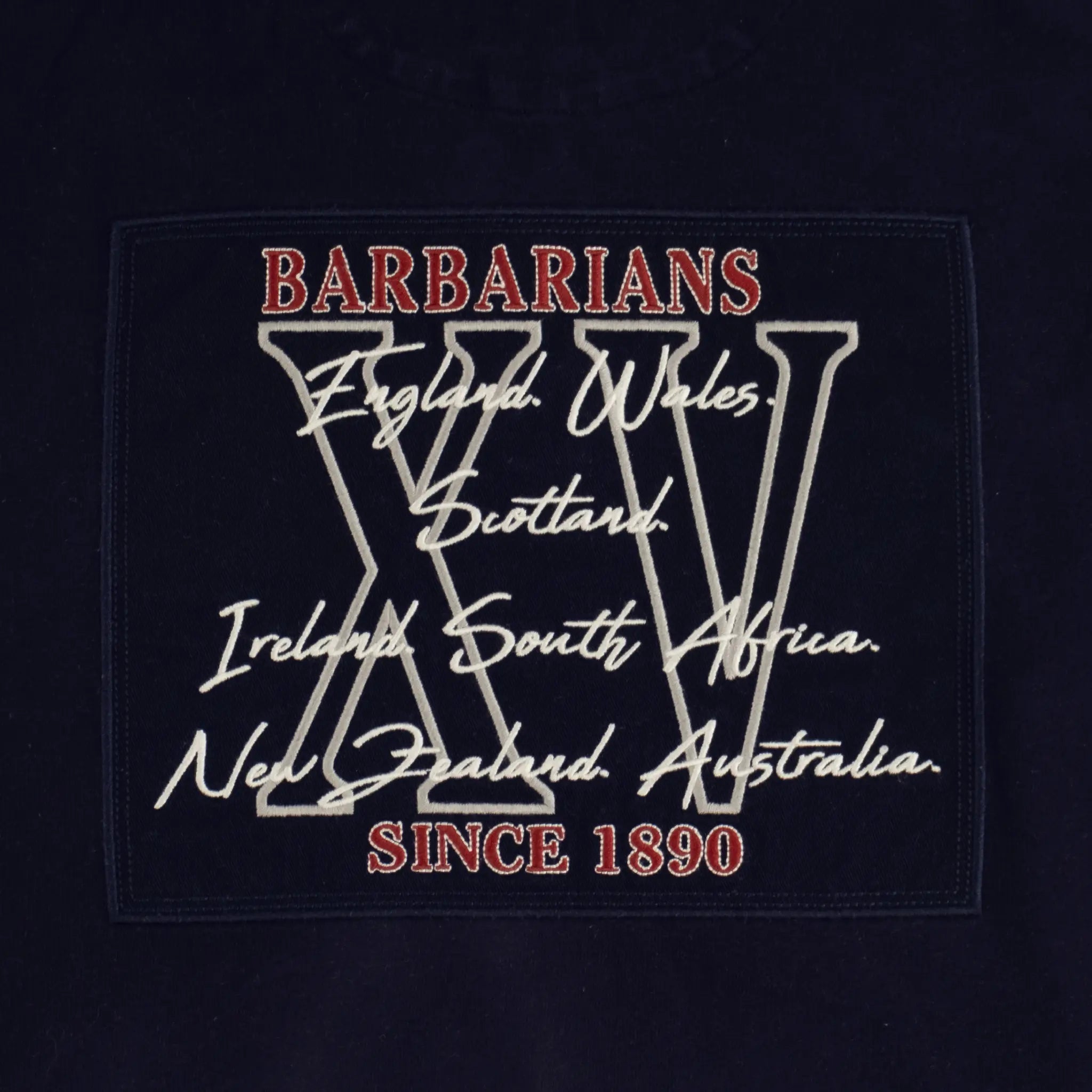 Polo XV Barbarians bleu marine toucher peau de pêche BACK TO LEGEND (zoom du dos)