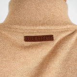 Pull col camionneur beige clair en coton et cachemire BACK to LEGEND (zoom étiquette arrière)